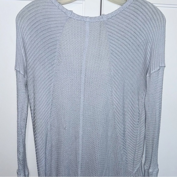 Free People Oversized Ventura Light Blue Waffle Knit Thermal Tunic Top Sz XS - Picture 7 of 14